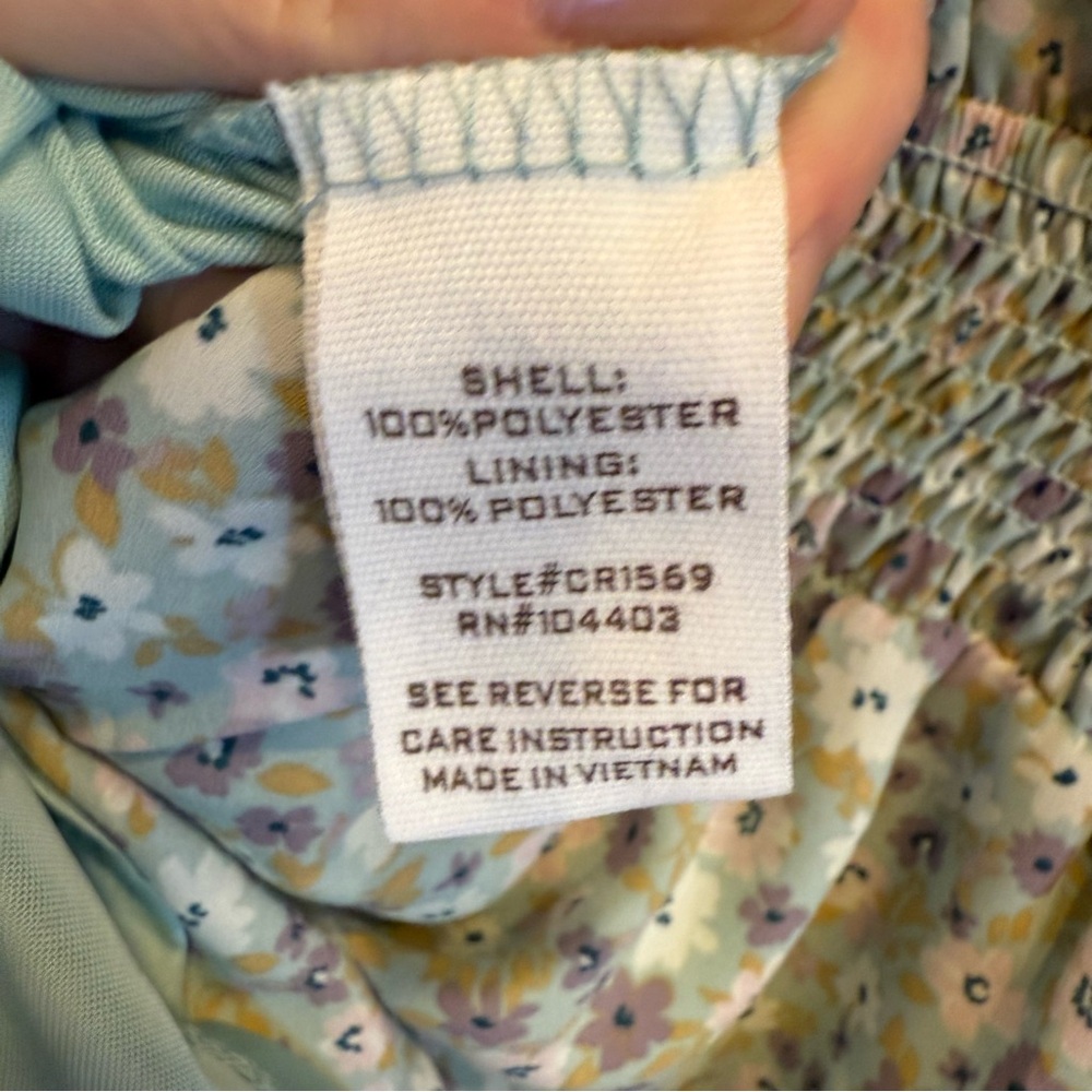By The River Floral Pastel Mini Dress with Smocking and Ruffle Accents sz L - Picture 8 of 12